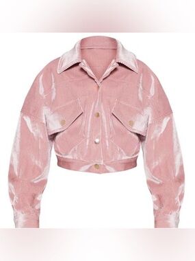 Boohoo Dusty Pink Cropped Corduroy Jacket